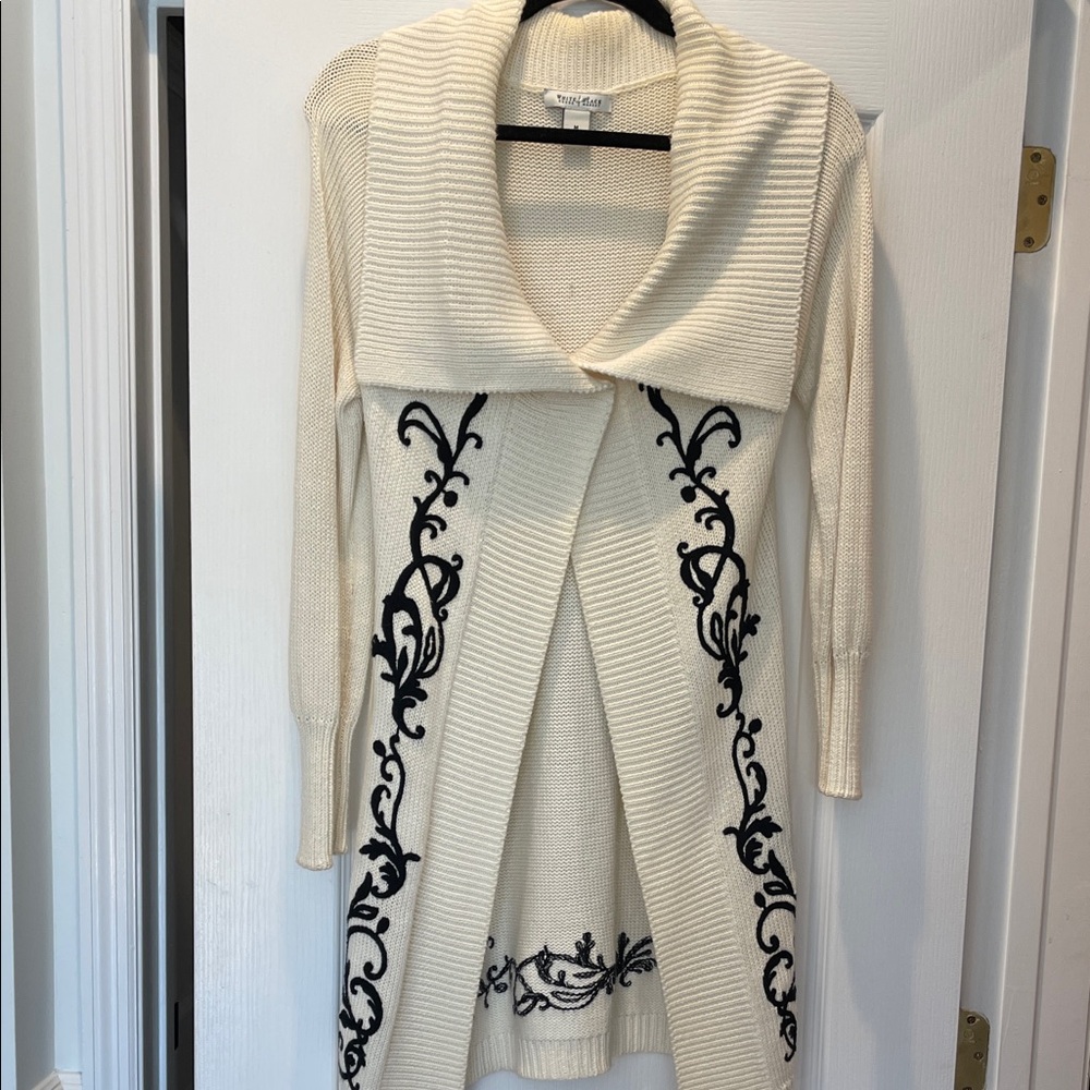 White House Black Market Cream and Black Cardigan